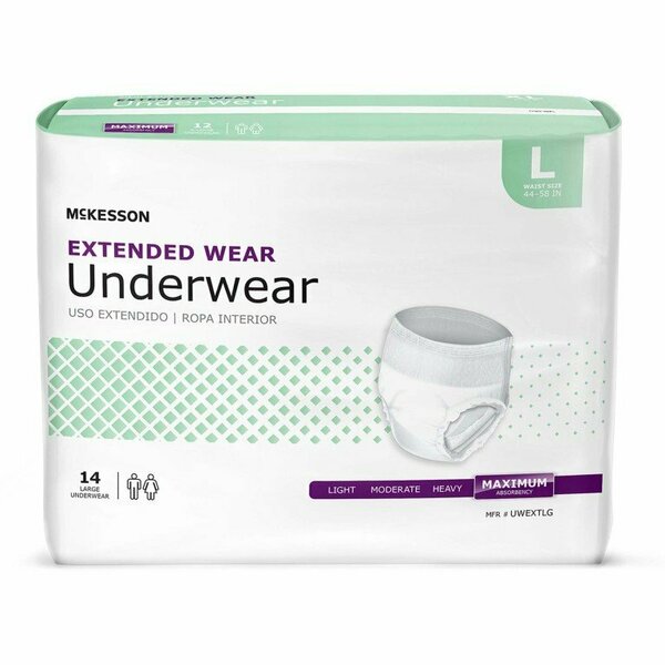 Mckesson Extended Wear Maximum Absorbent Underwear, Large, 14PK UWEXTLG